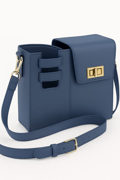 Blue crossbody cup holder bag