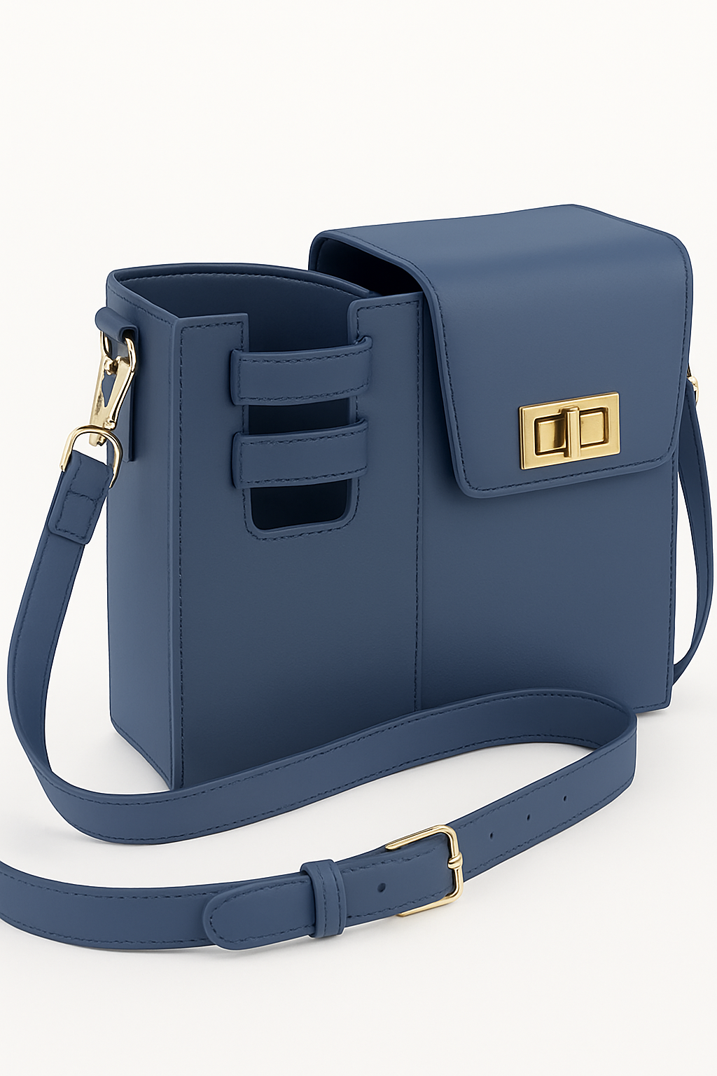 Blue crossbody cup holder bag
