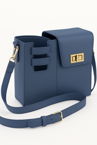 Blue crossbody cup holder bag